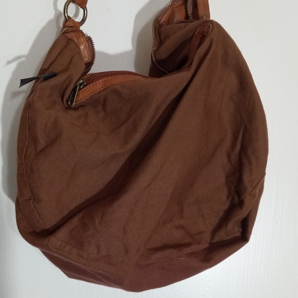 Genuine Artisan Hand Crafted Brown Leather Hobo Bag With Leather Stitch Detail - Picture 12 of 14